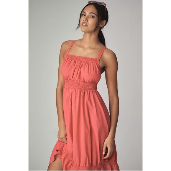 Anthropologie Daily Practice Rose Pink High-Low Smocked Midi Dress S NWT - Picture 3 of 5
